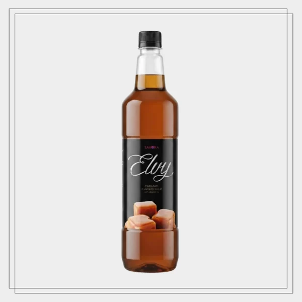 ELVY Caramel Flavored Syrup 1 L Plastic Bottle