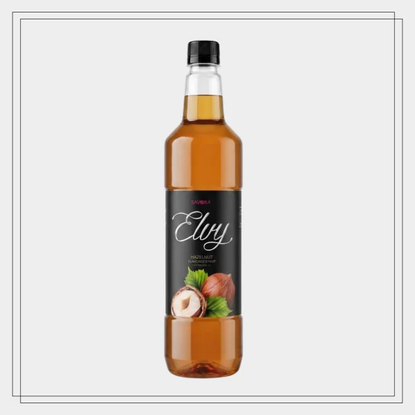Hazelnut Flavored Syrup - ELVY 1 L Bottle for Coffee & Desserts